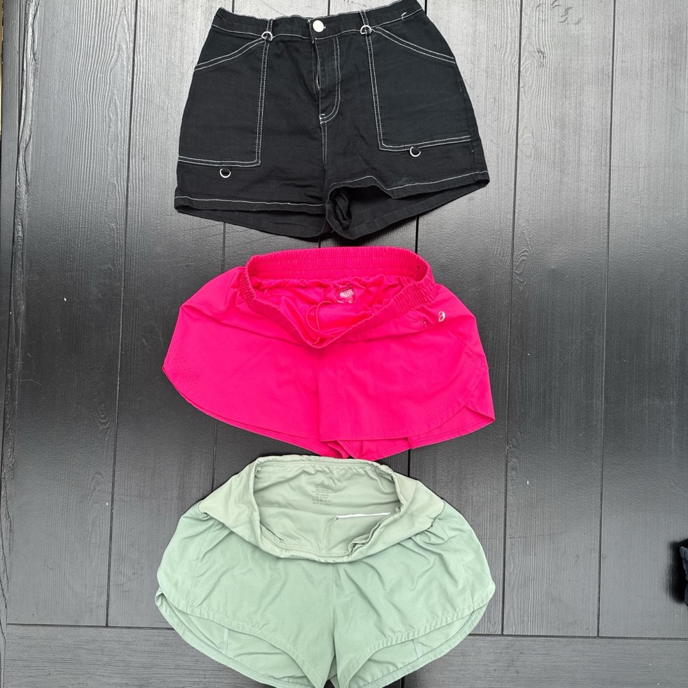 Asics Women's Black, Hot Pink & Sage Active Shorts Trio